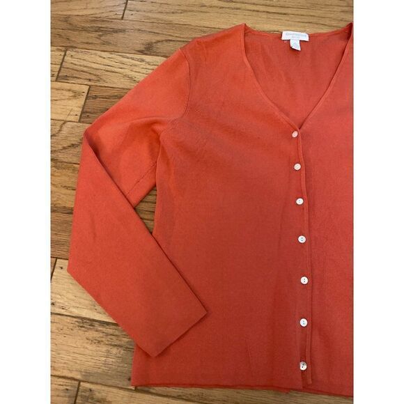 Charter Club, women's orange button front silk blend cardigan size PL - Picture 2 of 8